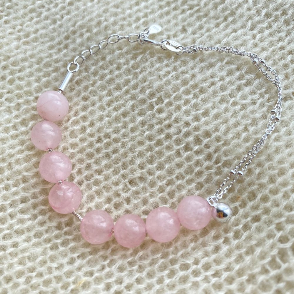 Crystalbabyhkyyc  🔮 Rose Quartz beads S925 bracelet